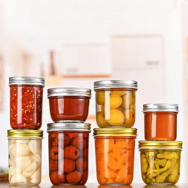 Garrafa de vidro transparente personalizável, garrafa de vidro para molho de carne de caviar, garrafa de vidro com tampa de alumínio, garrafa selada