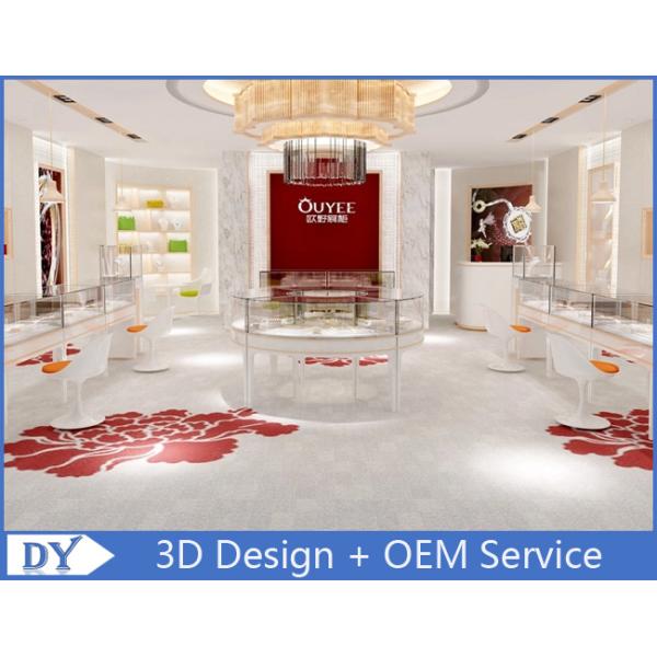 OEM Easy Install Wood Glass Jewelry Display Cases / Jewelry Showcases For Retail Shop