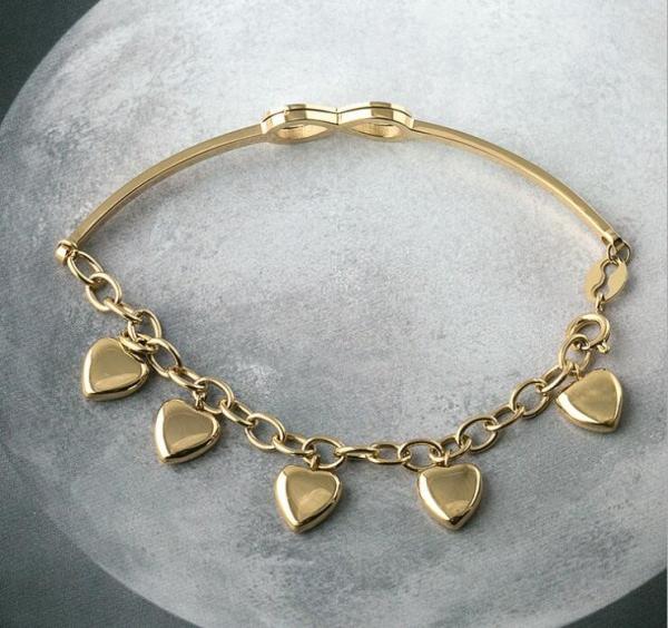 Stainless Steel Lucky Charm Love Clover Irish Good Luck Bracelet, Heart Pendant Bracelet