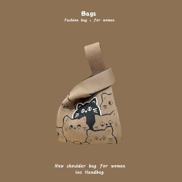 THE NEW INTERNET CELEBRITY HANDBAG KNITTING HAND KNITTING WOOL BUCKET BAG HAND CASUAL TOTE LUNCH BAG