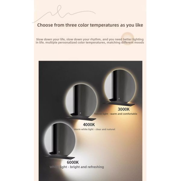 Modern Round LED Bathroom Mirror Storage Shelf Integrated Touch Switch IP44 Rated for Hotels Apartments Compact Toilets Vanities