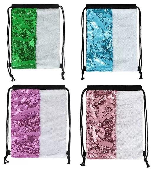 Sublimation Printing Mermaid Sequin Reversible Backpack Sublimation Drawstring Bags Blanks