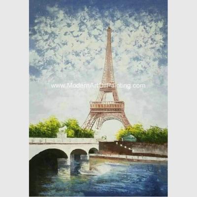 Contemporary Palette Knife Painting  Eiffel Tower Covered With Thick Plastic Layer
