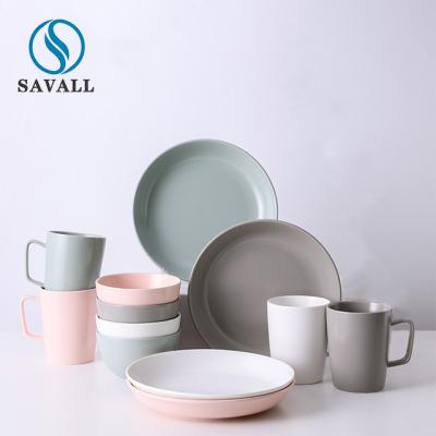 Wide Rim Colored Porcelain Dinnerware