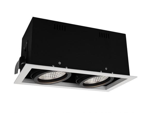 Trim Aluminum LED Recessed Downlight 2 * 20w COB Chip With Square Iron Box