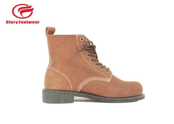 Water Resistant Steel Toe Goodyear Welt Safety Shoes With Suede Leather Rubber Outsole