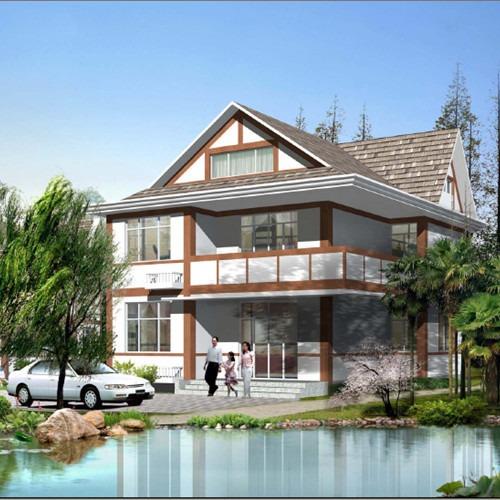 Modern Luxury Light Steel Villa House / Two Story Prefab House With Garage