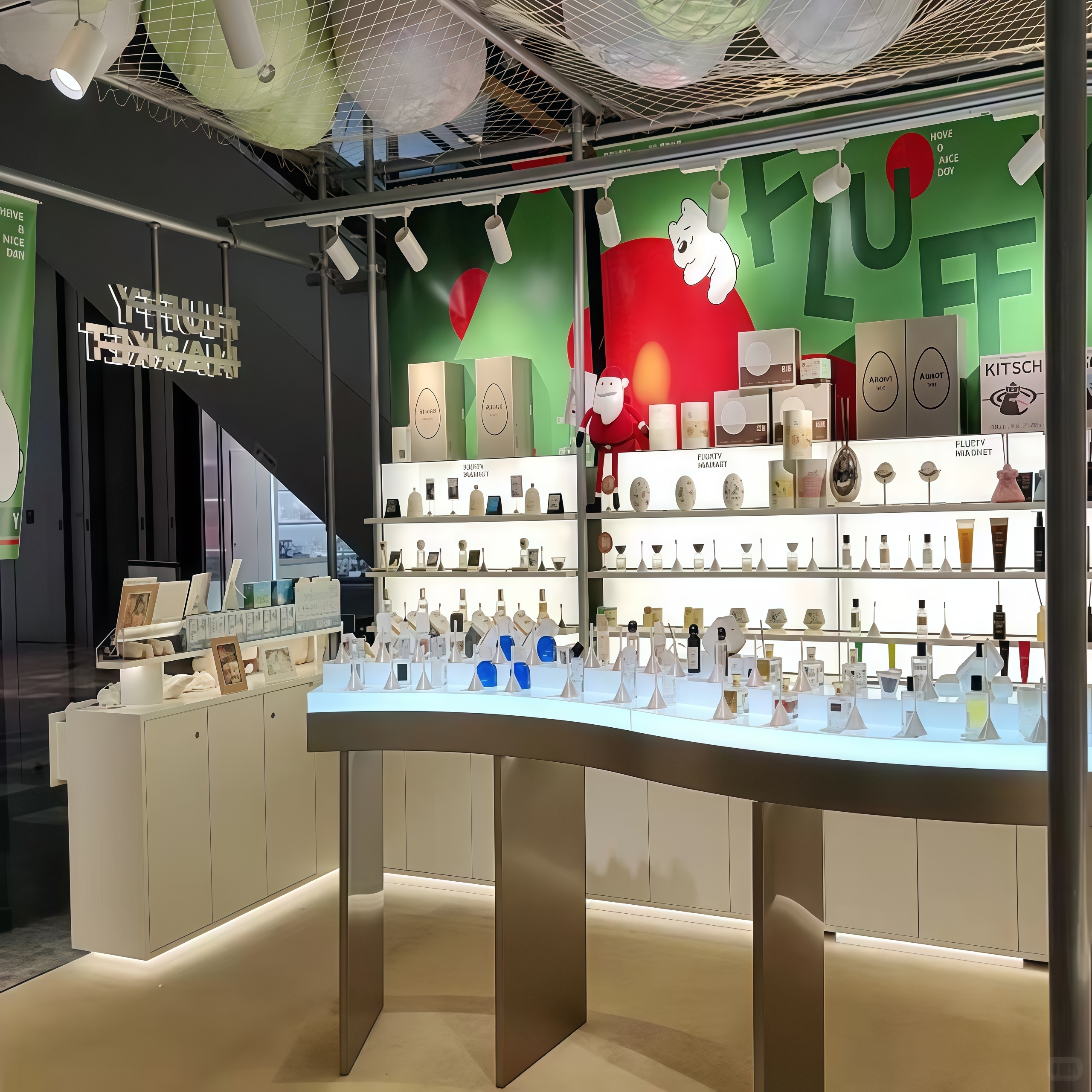 Custom LED Lit Perfume & Skincare Display Cabinets for Retail Boutique Stores-Eco-Friendly Stainless Steel & Glass Furniture