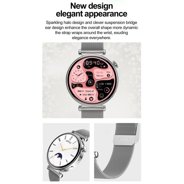 HK41 Jeu féminin Smart Watch 1,32 pouces AMOLED BT Connectivité Bracelet de fitness
