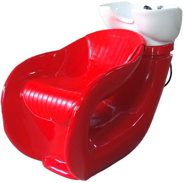 Red Modern Salon Shampoo Chairs Fibergrass Base With  23.5X21 Bowl
