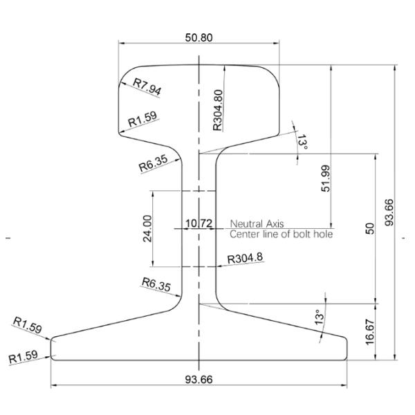 22 kg Q235B 55Q Carril de acero ligero utilizado en el ferrocarril Carril de grúa para la venta