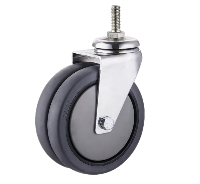 5 Inch Industrial M12 Screw-Type Dual Wheel Caster – TPR Wheel with PP Core