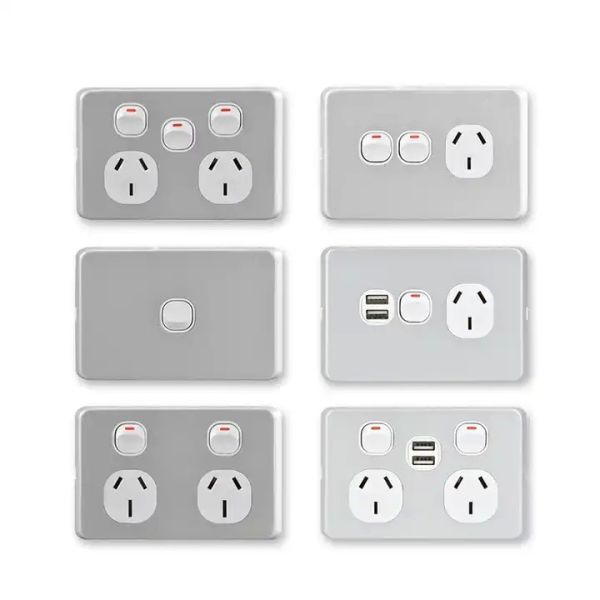 V Series America 2 Gang Elegant Double Pole Wall Switches PC Material 250V Max Voltage 16A Max Current for Home & Hotel Use