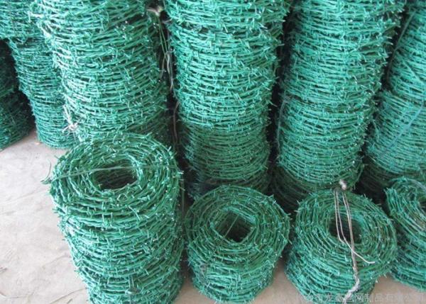 Green Security Barbed Wire Roll Coil Protection For Grass Boundary