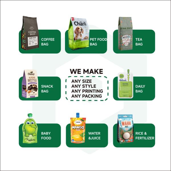 Custom Reusable Food Grade Stand up Pouch Flat Square Bottom Side Gusset Matt Coffee Packaging Bag
