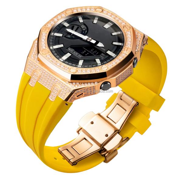 Luxury Ga2100 5a Geração Full Diamond Watch Case Rubber Strap Resin Watch Band Kit