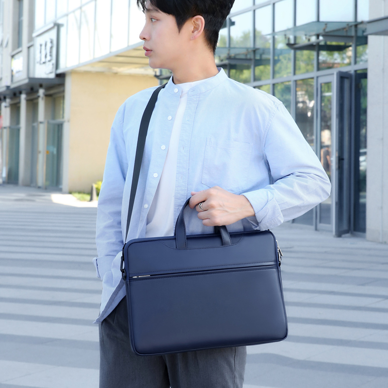 For Laudtec 13/14 Inch PU Leather Laptop Shoulder Bag Waterproof Lightweight Briefcase Large Capacity Business for Men Women Wholesale OEM/ODM/Private Label
