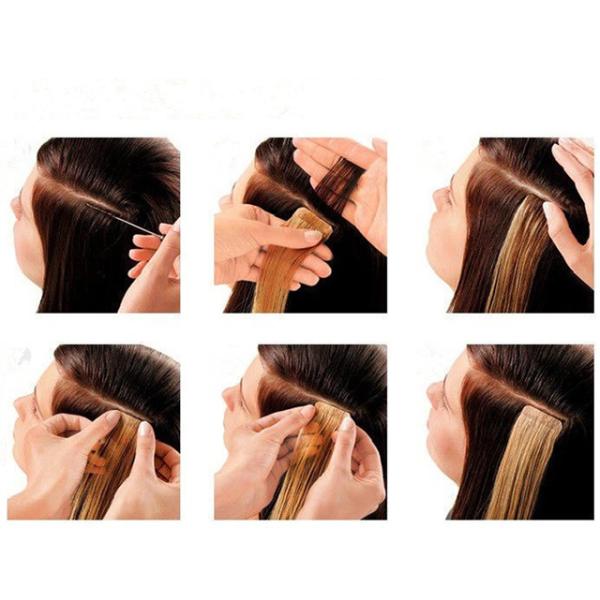 Бразильская лента Remy PU Weft Keratin Platinum в удлинителях человеческих волос