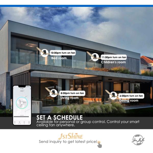 Led Ceiling Fan With Remote Control ,52 Inches Flush Mounting Quiet Dc Motor