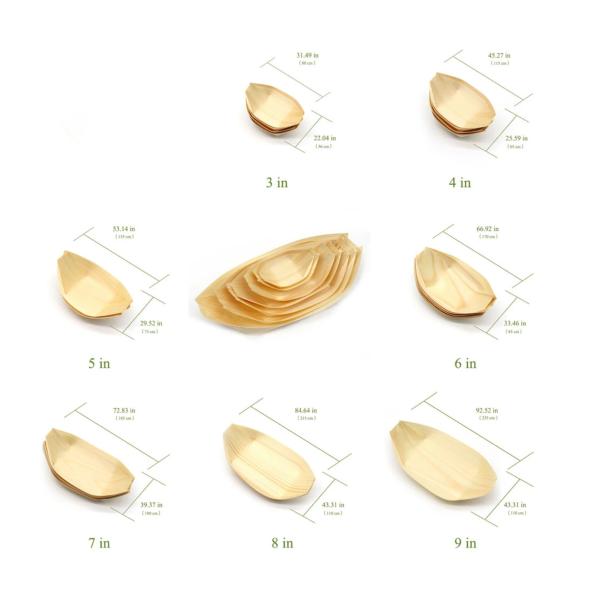 Party Occasion Compostable Wooden Boat Sushi Packaging Container Poplar Wood Material