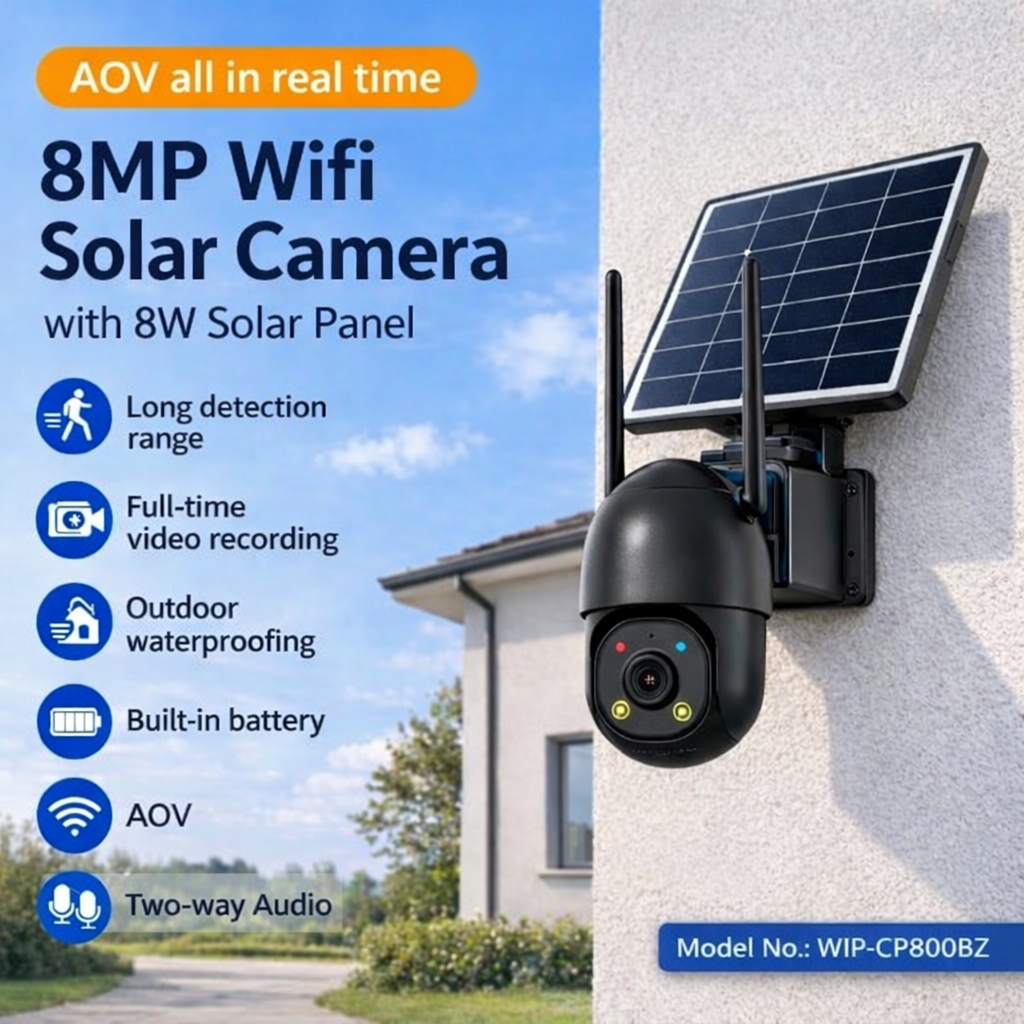 8MP Battery Powered Camera 2.4Ghz 5Ghz WiFi Solar Security Camera Two Way Audio