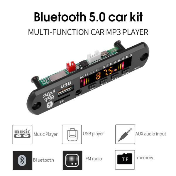 Bluetooth 5.0 Audio Module with Color Screen and Remote Control MP3 Decoder Board for Car Amplifier