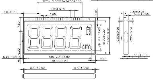 Дисплей LCD с положительным отражением TN 12 O′Clock View Angle