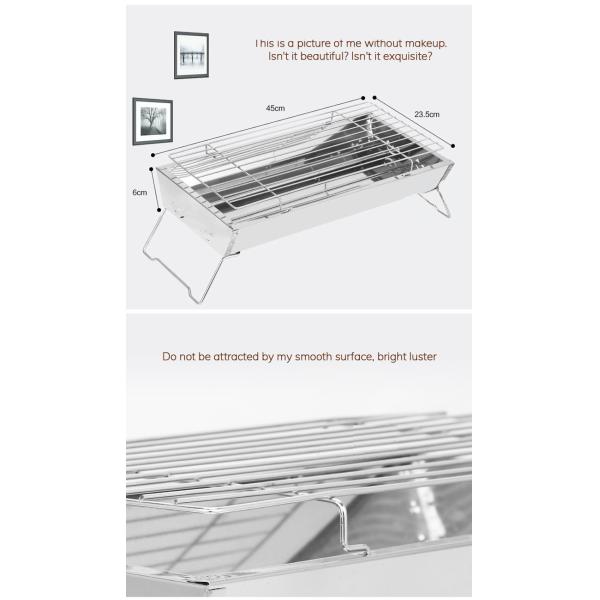 SS403 Portable Stainless Steel Grill 17.7''x9''x2.4'' 2 to 4 people