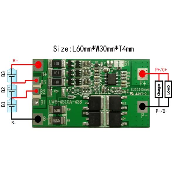 Rechargeable BMS Battery Lithium 3.2v 4s 10a 12.8v Protection Circuit Board