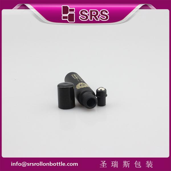 SRS luxury empty 10ml matte black glass roll on bottle for perfume