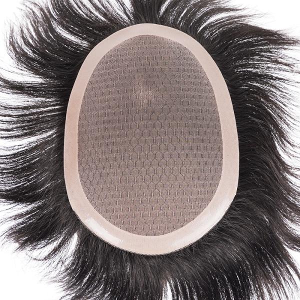 100% Virgin Human Hair Full Lace Toupee For Man With Mono Mesh And Lace Base Material