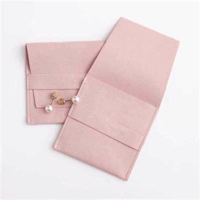 Bolsa de jóias de microfibra de camurça em relevo personalizada com inserção de cartões pads logotipo personalizado