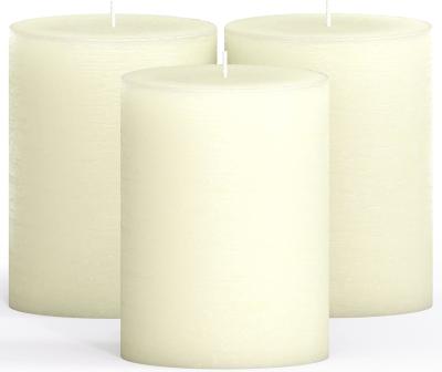 Pillar Candles Set Of 3 - Decorative Rustic Candles Unscented And No Drip Candles - Ideal As Wedding Candles
