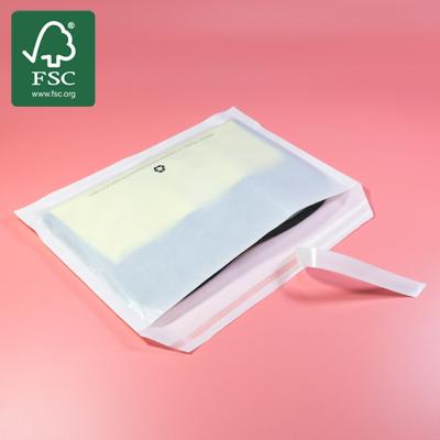 Eco Friendly Fully Recycled Custom 40g Garment Clothing Glassine Pure Paper Mailer Bag For Clothes With Adhesive Stripe