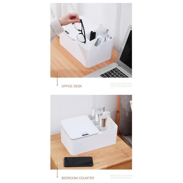 Smart Sensing Electric Desktop Storage Box Rack Jewelry Organizer Skin Care Tissue Box Storage Box Smart Waste Bins Trash Bin