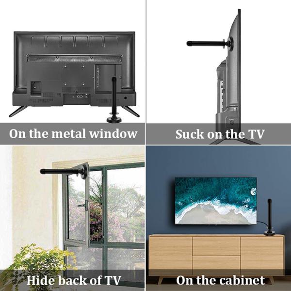 UHF 470 - 862MHz 100 Miles Digital TV Antenna With Magnetic Base