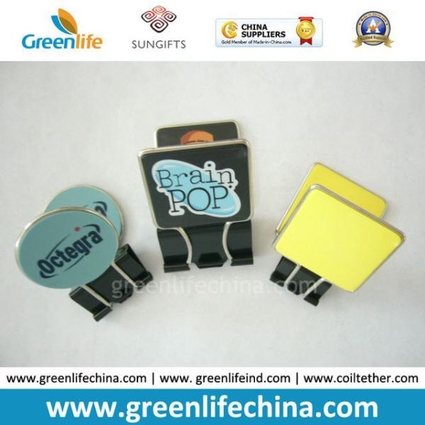 Custom Green Plastic Panel Advertismental Black Binder Office Paper Clip w/Company Logo Printing