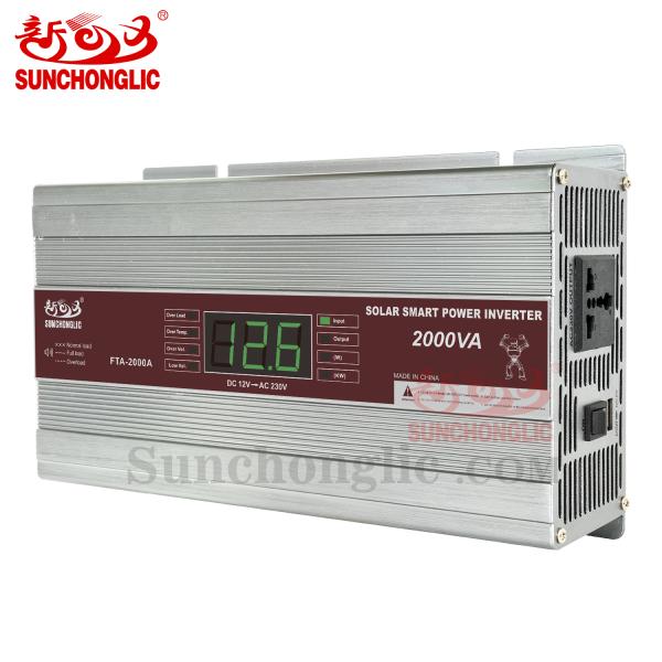 2000W 1500W Pure Sine Wave Inverter, 12V DC a 220V AC, con pantalla LED para el sistema solar