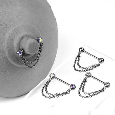 5mm Threadless Titanium Nipple Jewelry Titanium Nipple Rings Chain Barbells