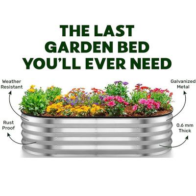 8*2*1 Ft Cama de jardim elevada Caixa de plantação galvanizada Oval de jardim de jardim grande para vegetais