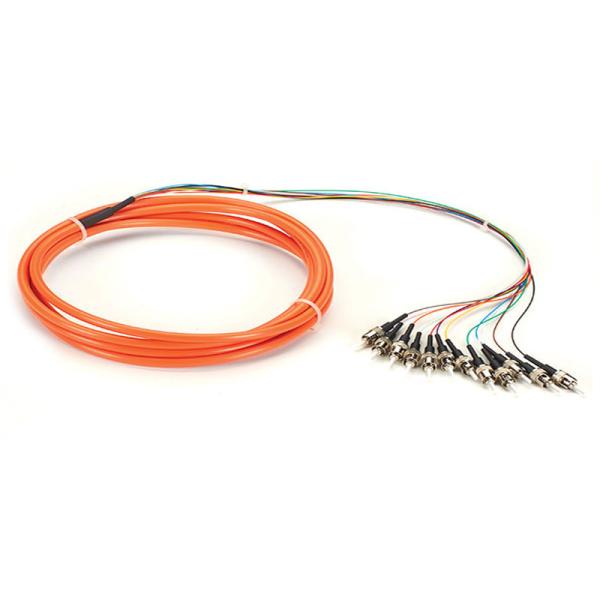 Bare Ribbon OM3 12F Fan Out Fiber Optic Pigtail ST UPC Pigtail Patch Cord