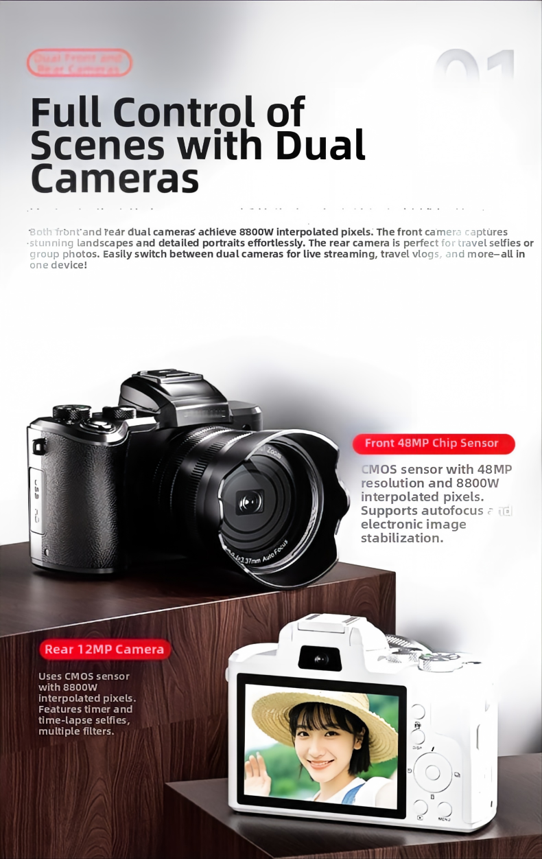 DLC DC226  8K New Model Professional Compact Digital Cam with  LED Fill Light  for  Delay Record Multi Scene Shooting Camcorder