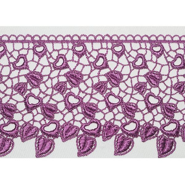 Pink Guipure Lace Ribbon Embroidery Fabric With Heart - Shaped / African Cord Lace