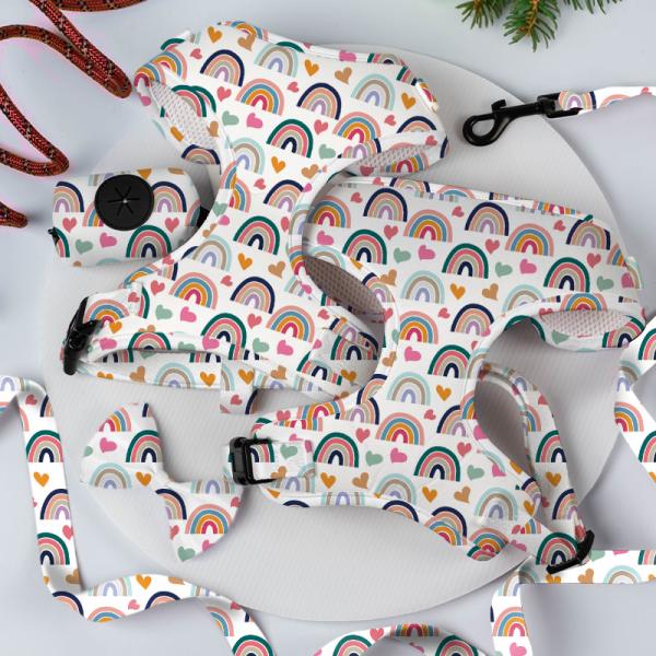Polyester Dog Leash Harness Set Personalized Dog Collar And Lead Set