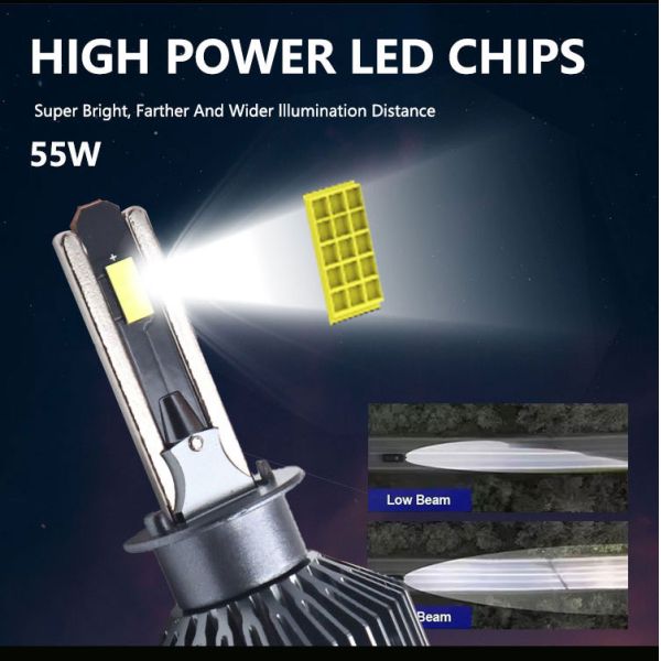 New Auto Lighting Systems 9000LM 110W H1 6500k LED Car Headlight Bulb