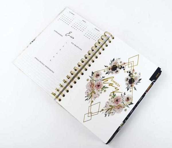 CMYK A5 Hardcover Notebook Printing Gold Spiral Weekly Daily Planner 80 Sheets