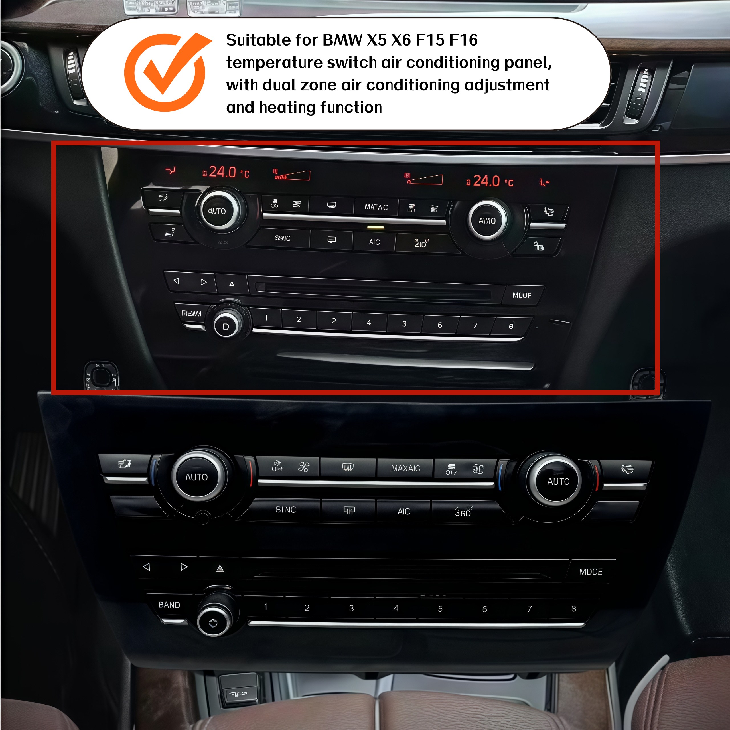 Premium M Style Dual Zone AC Control & Seat Heating Touch Panel for BMW X5 X6 F15 F16 2013-2018 Climate Control AC Panel