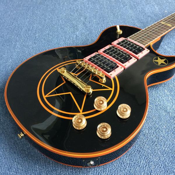 New high-quality custom LP electric guitar, Black body with five pointed stars,free shipping