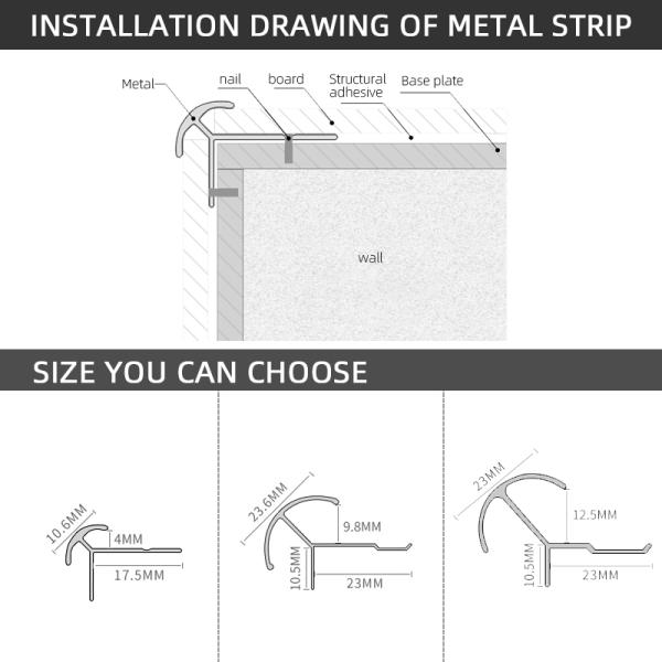 Corner Aluminum Tile Trim H Shape Metal Wall Protection Profile