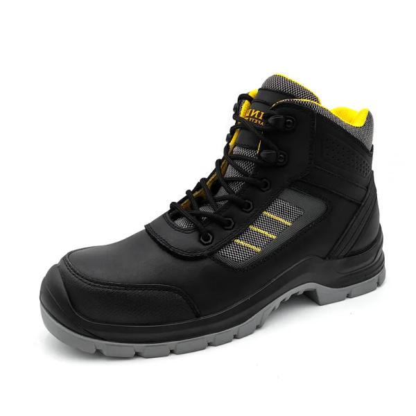 Bottes en cuir noir pour hommes Bottes de sécurité résistantes au glissement